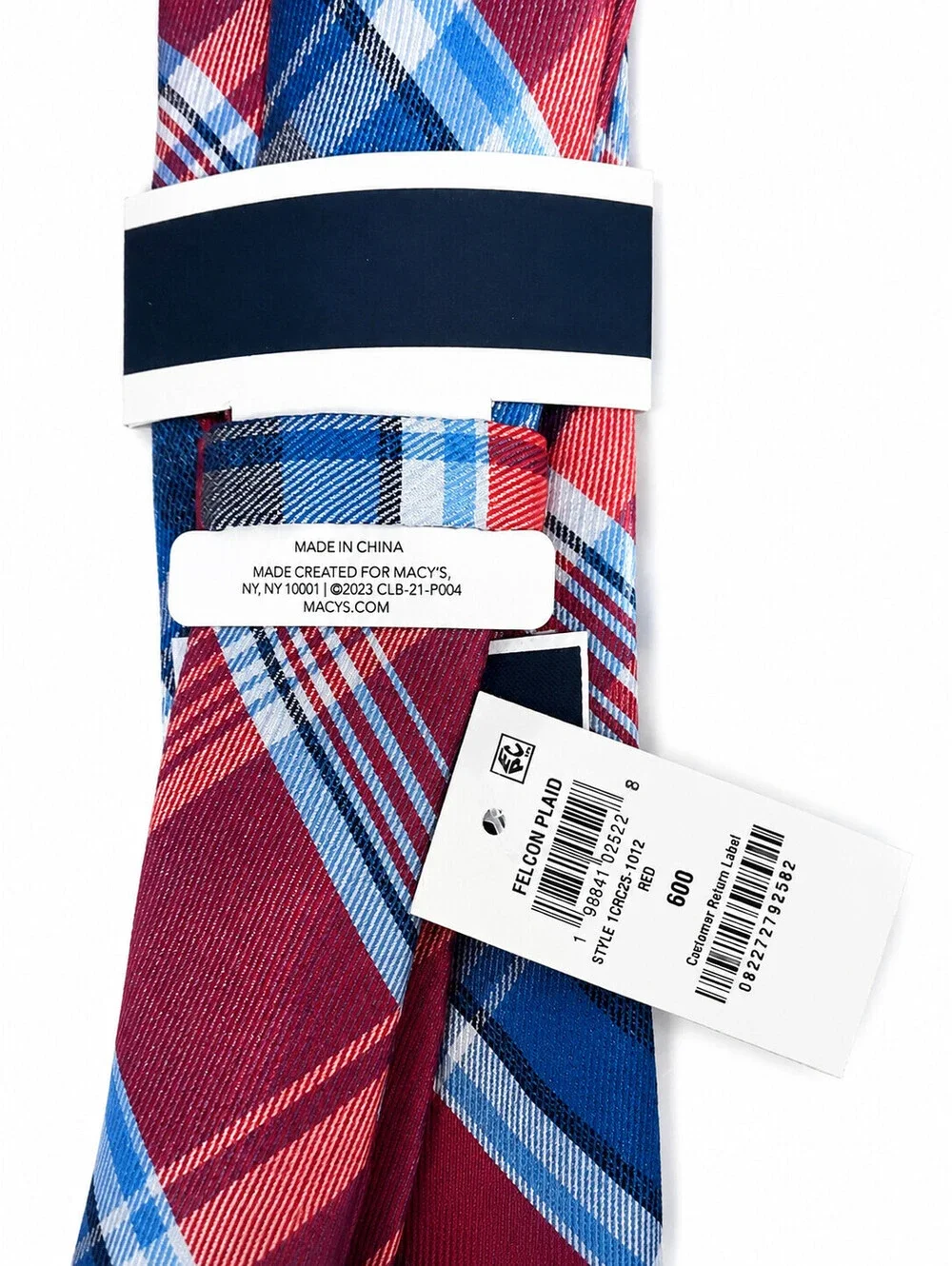 Club Room Red Plaid Regular Tie Men's 100% Polyester Tie Brand New NWT
